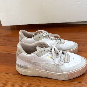 Puma White and Tan Sneakers
